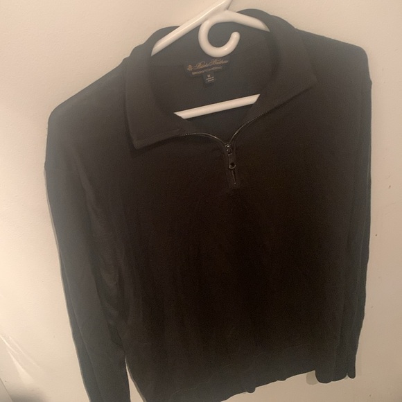 Stunning Dark Brown Brooks Brothers 100% Merino Wool Quarter Zip Sweater SZ M - Picture 2 of 6